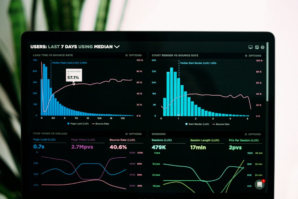 Person analyzing data charts for Google Ads and SEO marketing strategies